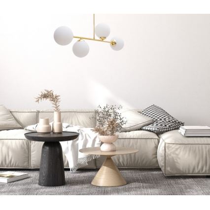 Lampadario a sospensione con supporto rigido FIRA 4xE27/60W/230V oro