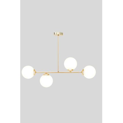 Lampadario a sospensione con supporto rigido FIRA 4xE27/60W/230V oro