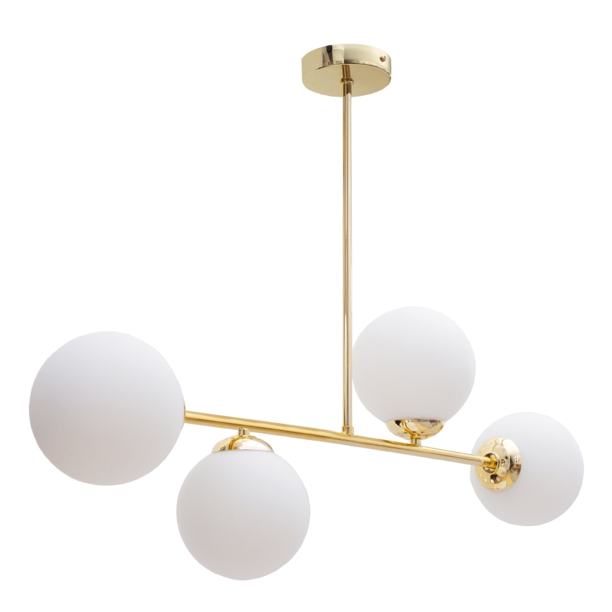 Lampadario a sospensione con supporto rigido FIRA 4xE27/60W/230V oro