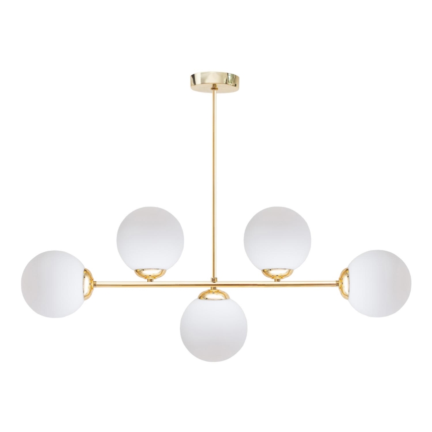 Lampadario a sospensione con supporto rigido FIRA 5xE27/60W/230V oro