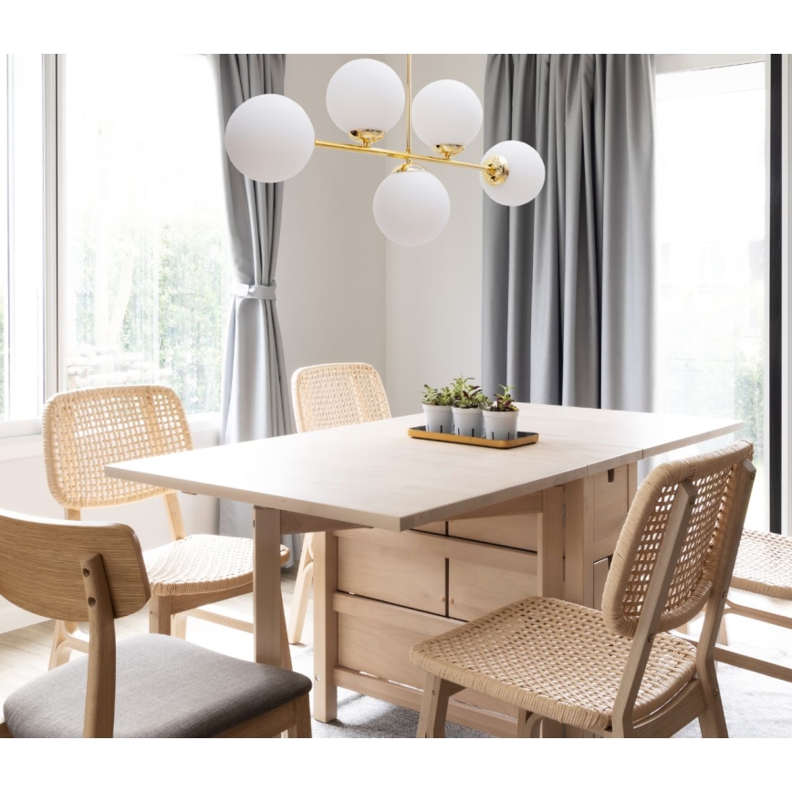 Lampadario a sospensione con supporto rigido FIRA 5xE27/60W/230V oro