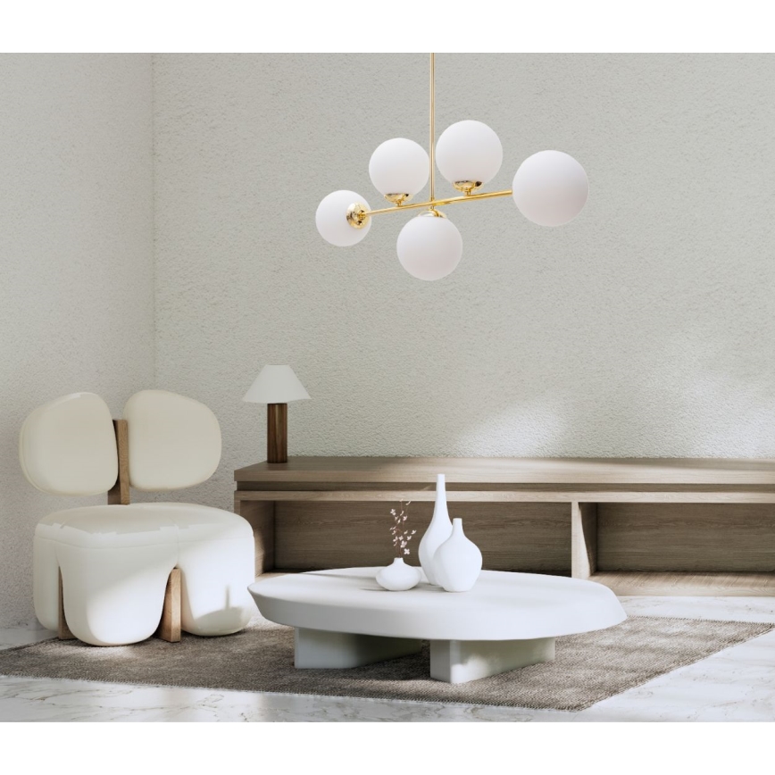 Lampadario a sospensione con supporto rigido FIRA 5xE27/60W/230V oro
