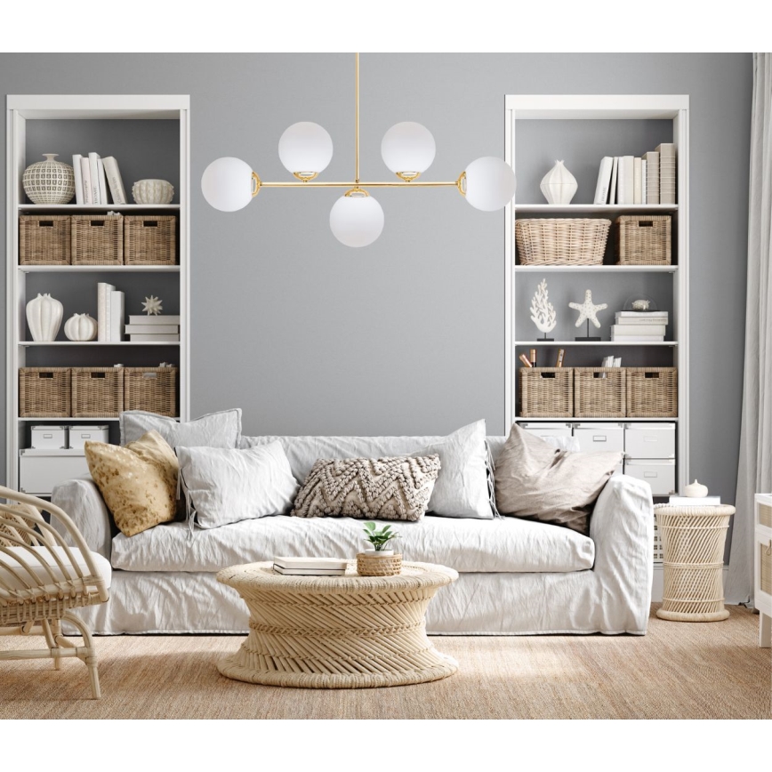 Lampadario a sospensione con supporto rigido FIRA 5xE27/60W/230V oro