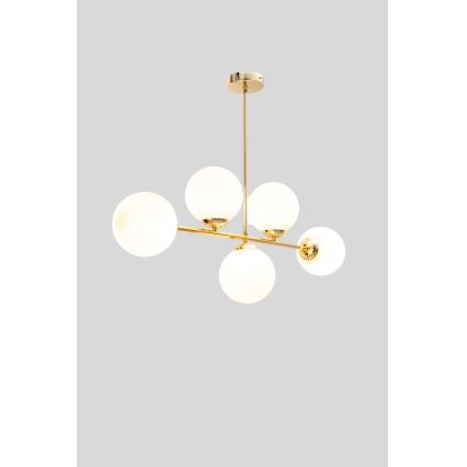 Lampadario a sospensione con supporto rigido FIRA 5xE27/60W/230V oro