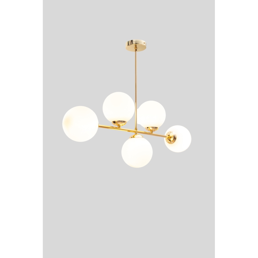 Lampadario a sospensione con supporto rigido FIRA 5xE27/60W/230V oro