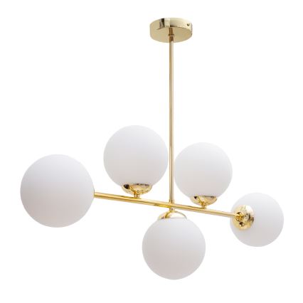 Lampadario a sospensione con supporto rigido FIRA 5xE27/60W/230V oro