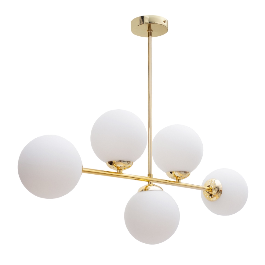 Lampadario a sospensione con supporto rigido FIRA 5xE27/60W/230V oro