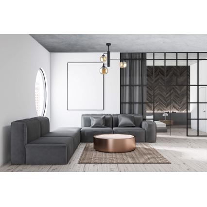 Lampadario a sospensione con supporto rigido FLEX 3xE27/60W/230V nero/fumé beige