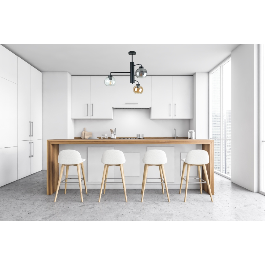 Lampadario a sospensione con supporto rigido FLEX 3xE27/60W/230V nero/fumé nero/fumé beige/limpido