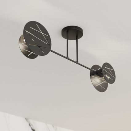 Lampadario a sospensione con supporto rigido FRICK 2xE27/15W/230V nero