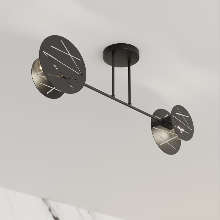 Lampadario a sospensione con supporto rigido FRICK 2xE27/15W/230V nero