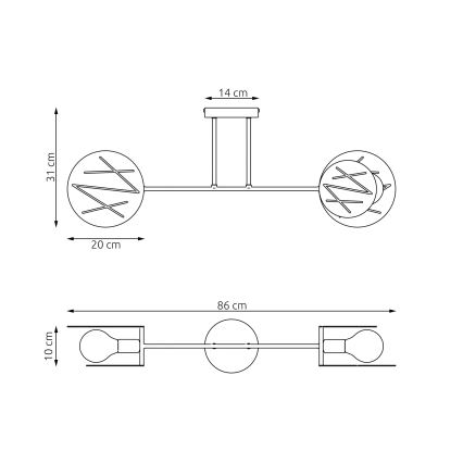 Lampadario a sospensione con supporto rigido FRICK 2xE27/15W/230V nero