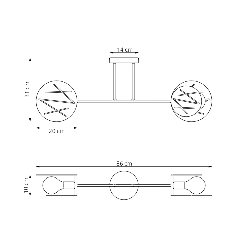 Lampadario a sospensione con supporto rigido FRICK 2xE27/15W/230V nero
