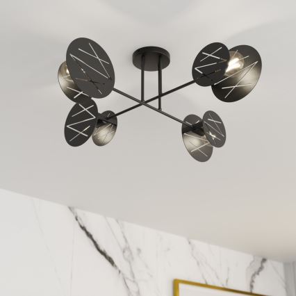 Lampadario a sospensione con supporto rigido FRICK 4xE27/15W/230V nero