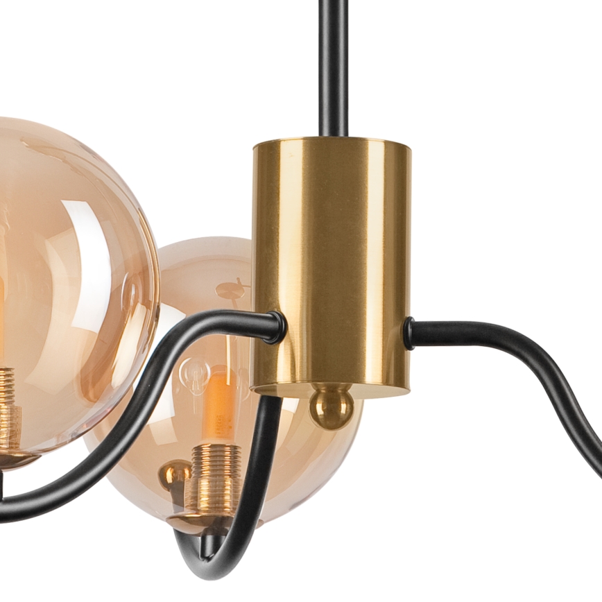 Lampadario a sospensione con supporto rigido GEORGIA 3xE14/5W/230V oro/fumé beige