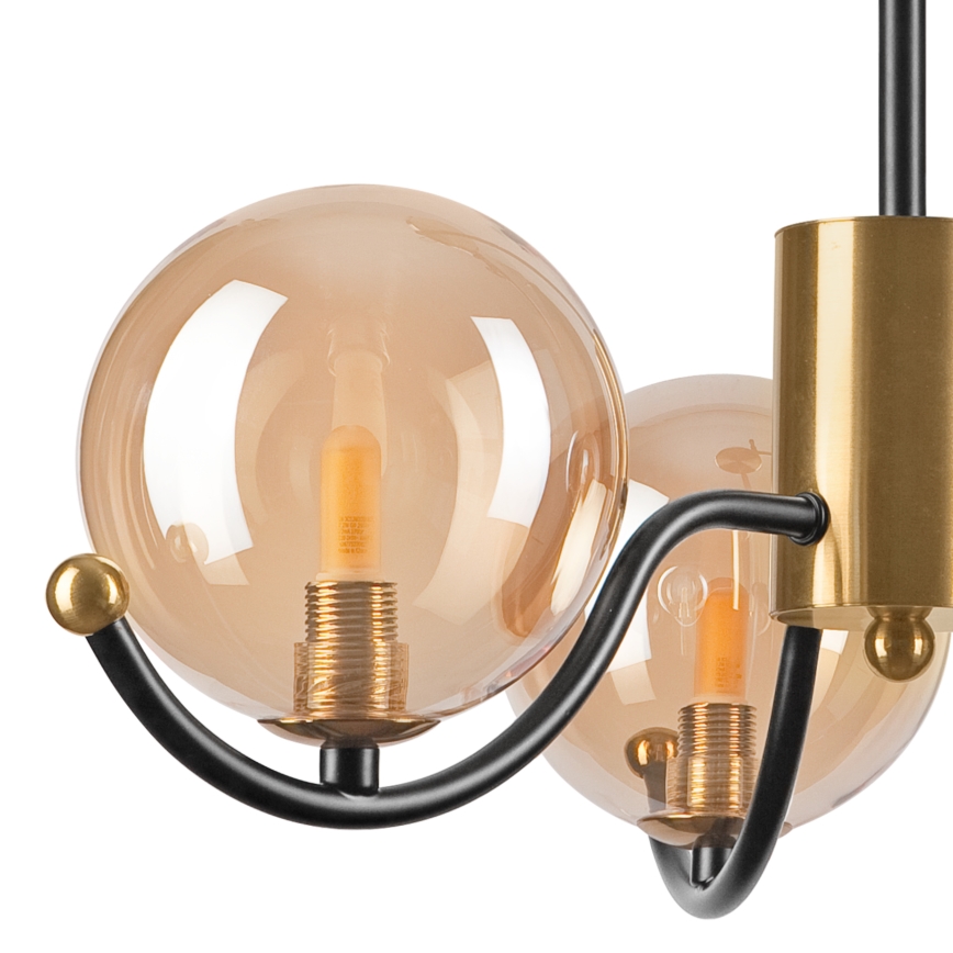 Lampadario a sospensione con supporto rigido GEORGIA 3xE14/5W/230V oro/fumé beige