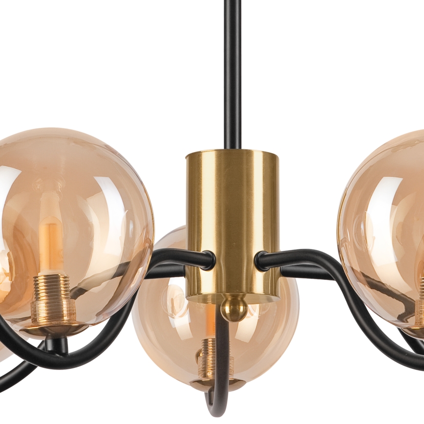 Lampadario a sospensione con supporto rigido GEORGIA 5xE14/5W/230V oro/fumé beige