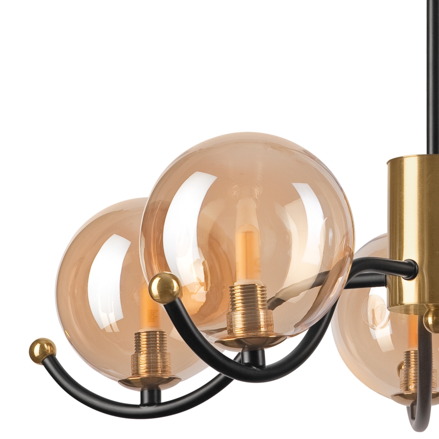 Lampadario a sospensione con supporto rigido GEORGIA 5xE14/5W/230V oro/fumé beige