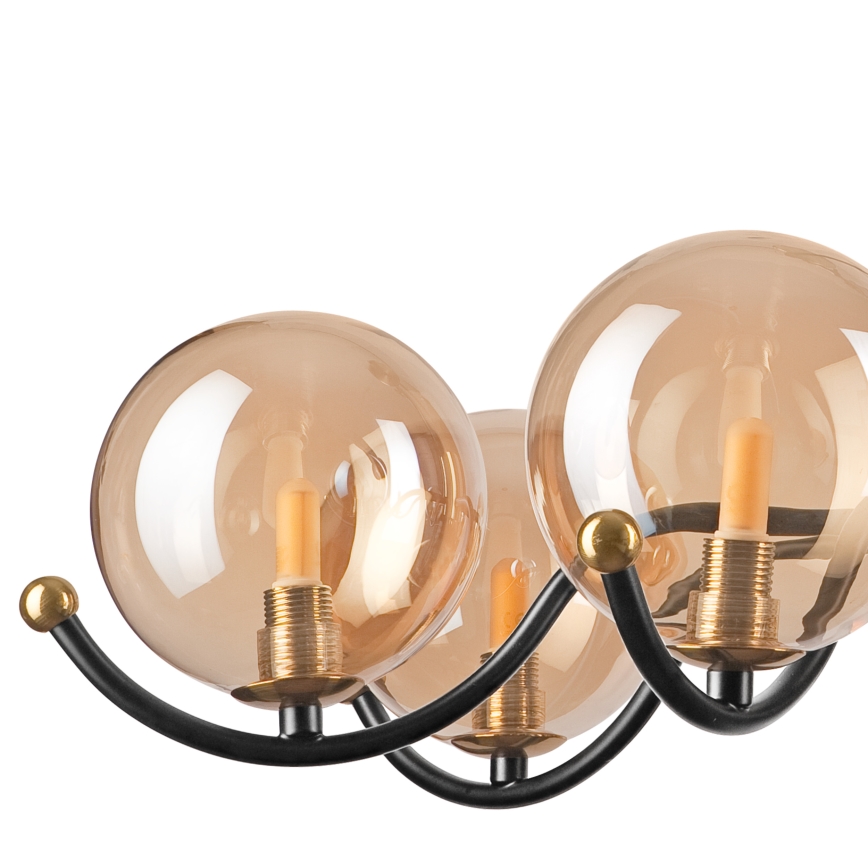 Lampadario a sospensione con supporto rigido GEORGIA 7xE14/5W/230V oro/fumé beige