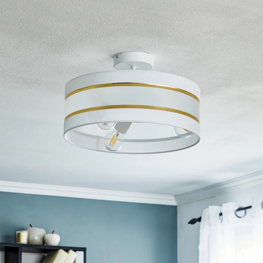 Lampadario a sospensione con supporto rigido HELEN 3xE27/15W/230V bianco/oro