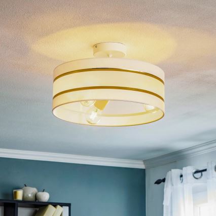 Lampadario a sospensione con supporto rigido HELEN 3xE27/15W/230V bianco/oro