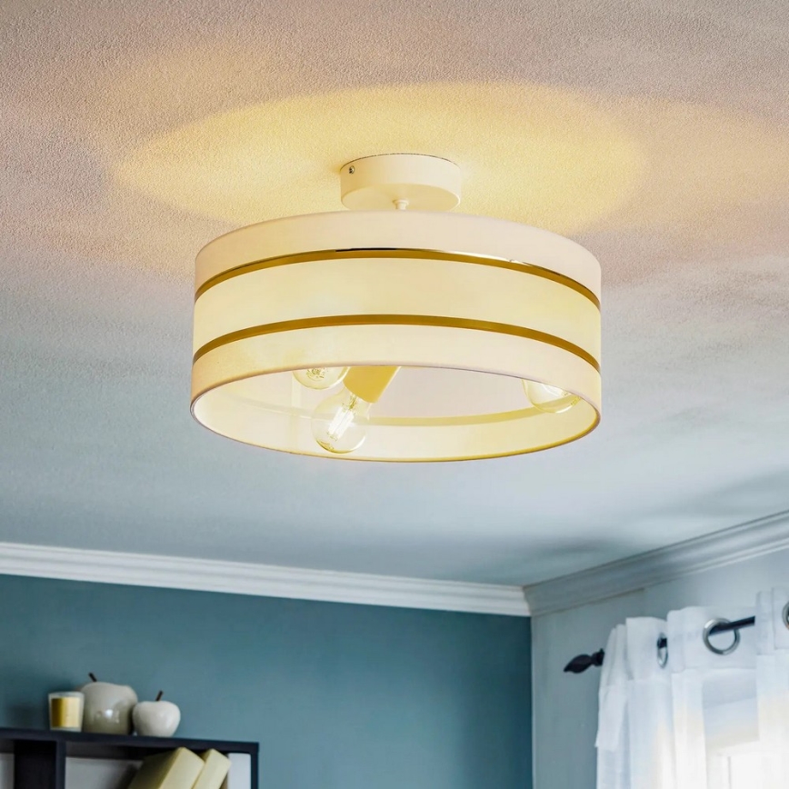 Lampadario a sospensione con supporto rigido HELEN 3xE27/15W/230V bianco/oro