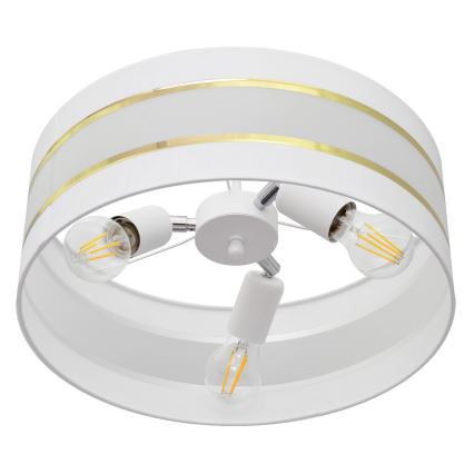 Lampadario a sospensione con supporto rigido HELEN 3xE27/15W/230V bianco/oro