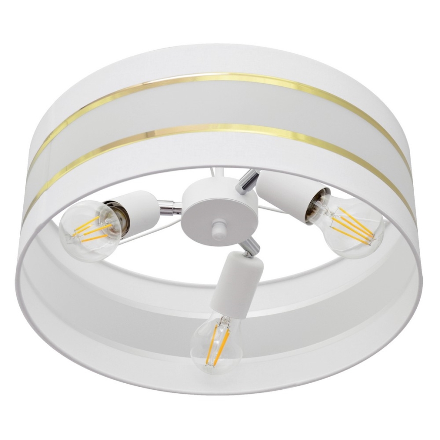 Lampadario a sospensione con supporto rigido HELEN 3xE27/15W/230V bianco/oro