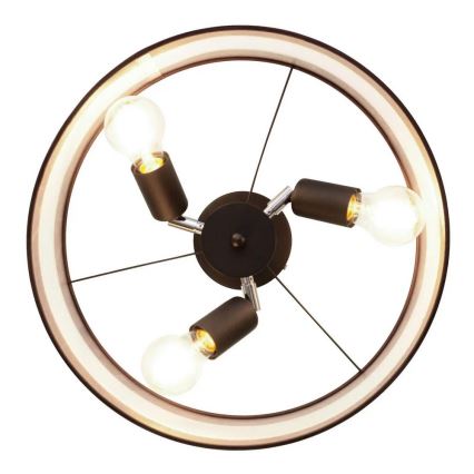 Lampadario a sospensione con supporto rigido HELEN 3xE27/15W/230V marrone/nero/oro