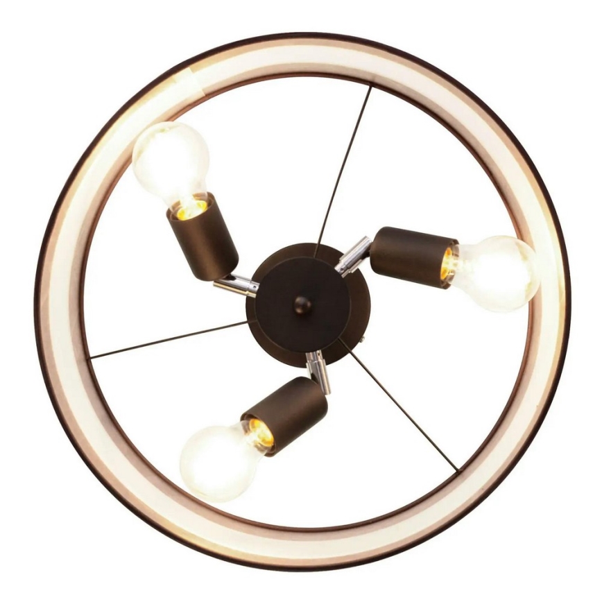Lampadario a sospensione con supporto rigido HELEN 3xE27/15W/230V marrone/nero/oro