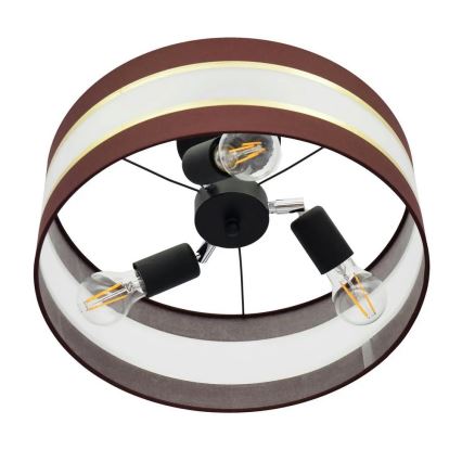 Lampadario a sospensione con supporto rigido HELEN 3xE27/15W/230V marrone/nero/oro