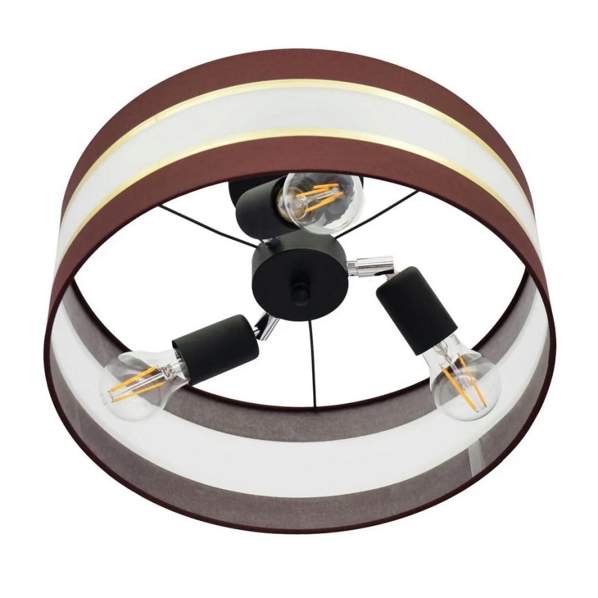 Lampadario a sospensione con supporto rigido HELEN 3xE27/15W/230V marrone/nero/oro
