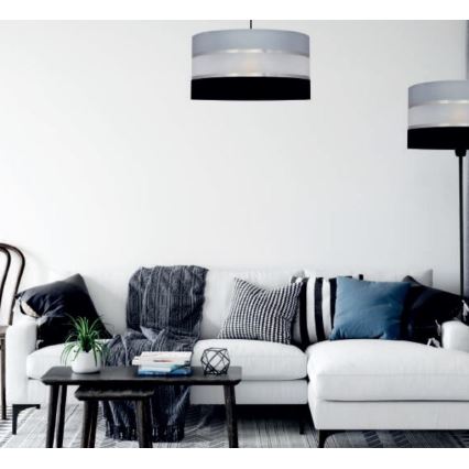 Lampadario a sospensione con supporto rigido HELEN 3xE27/15W/230V nero/grigio/cromo lucido