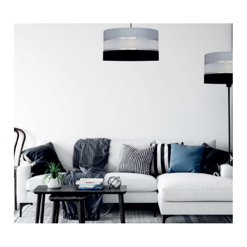 Lampadario a sospensione con supporto rigido HELEN 3xE27/15W/230V nero/grigio/cromo lucido