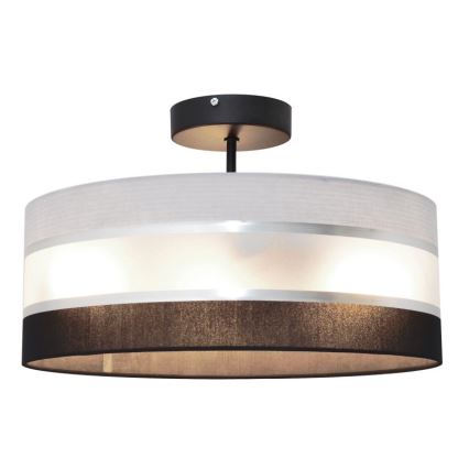 Lampadario a sospensione con supporto rigido HELEN 3xE27/15W/230V nero/grigio/cromo lucido