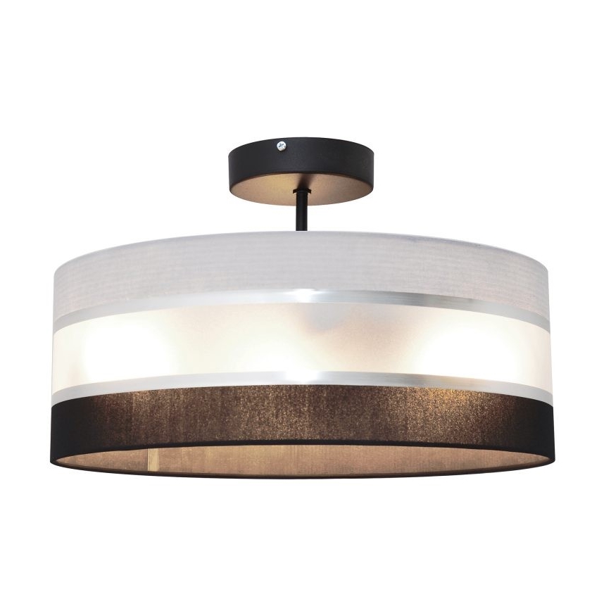 Lampadario a sospensione con supporto rigido HELEN 3xE27/15W/230V nero/grigio/cromo lucido
