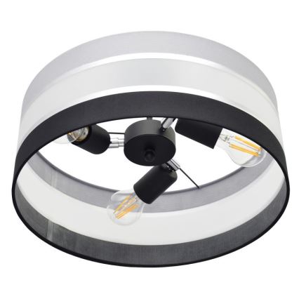 Lampadario a sospensione con supporto rigido HELEN 3xE27/15W/230V nero/grigio/cromo lucido