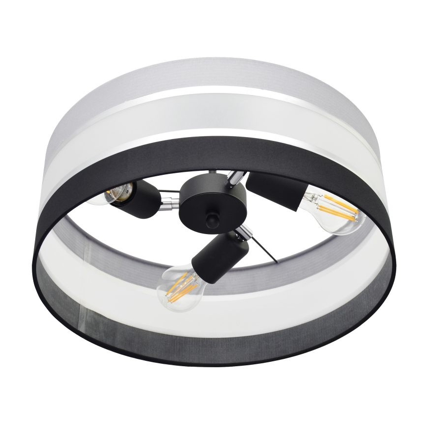 Lampadario a sospensione con supporto rigido HELEN 3xE27/15W/230V nero/grigio/cromo lucido