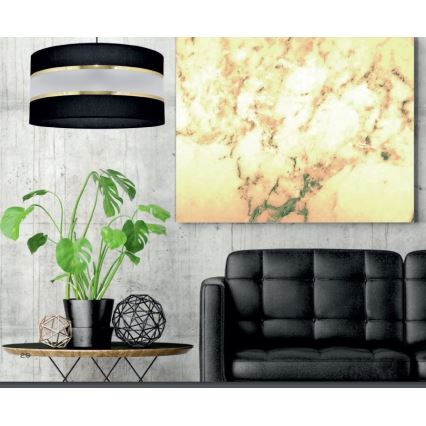 Lampadario a sospensione con supporto rigido HELEN 3xE27/15W/230V nero/oro
