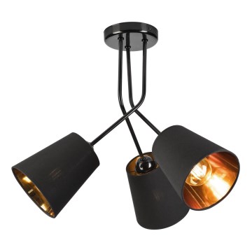 Lampadario a sospensione con supporto rigido IRMA 3xE27/15W/230V nero