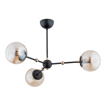 Lampadario a sospensione con supporto rigido ITORIS 3xE14/10W/230V nero/oro