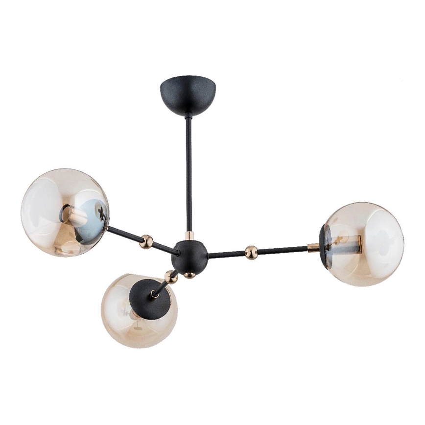 Lampadario a sospensione con supporto rigido ITORIS 3xE14/10W/230V nero/oro