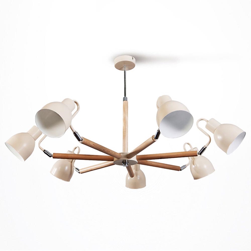 Lampadario a sospensione con supporto rigido KALLITHEA 7xE27/60W/230V beige