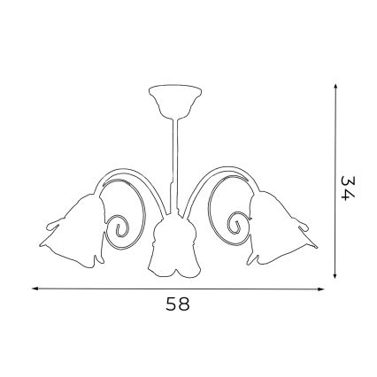Lampadario a sospensione con supporto rigido KOKARDA 3xE14/60W/230V
