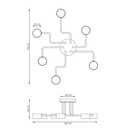Lampadario a sospensione con supporto rigido KURAGE 6xGX53/12W/230V nero