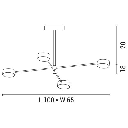 Lampadario a sospensione con supporto rigido LED 4xLED/12W/230V 4000K oro