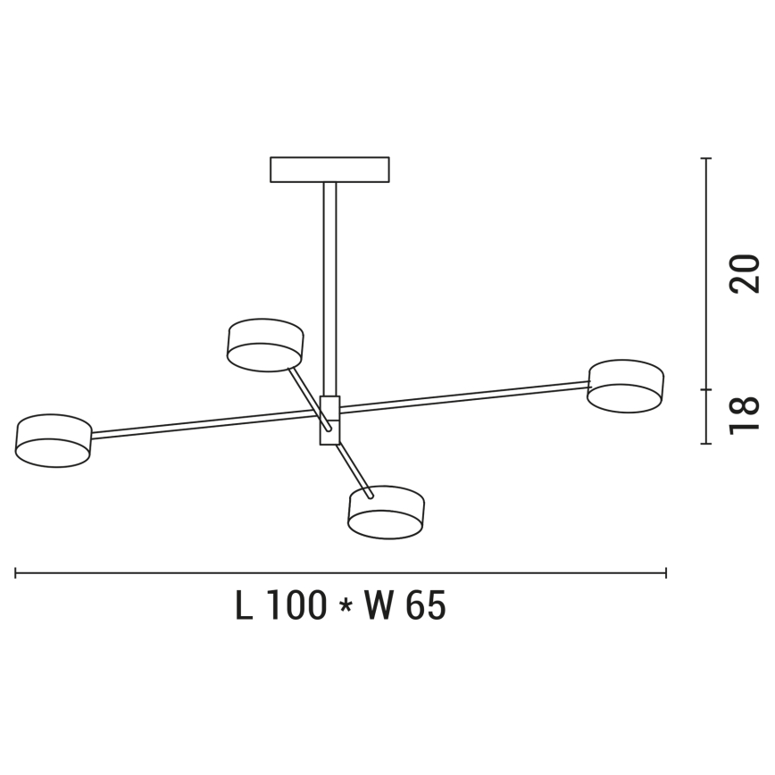 Lampadario a sospensione con supporto rigido LED 4xLED/12W/230V 4000K oro