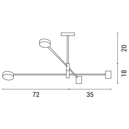 Lampadario a sospensione con supporto rigido LED LED/24W/230V 3000K oro