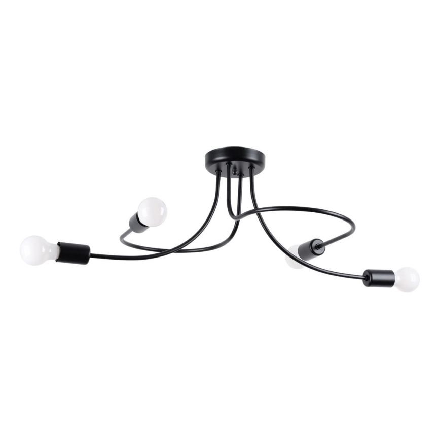 Lampadario a sospensione con supporto rigido LEVAR 4xE27/15W/230V nero