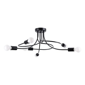 Lampadario a sospensione con supporto rigido LEVAR 6xE27/15W/230V nero